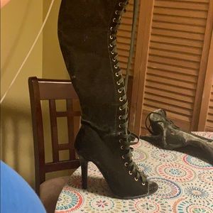 Over the knee velvet boots